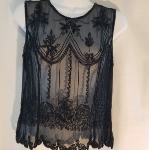 Black beaded evening top